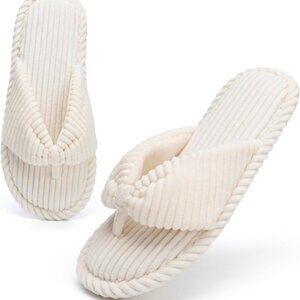 Womens Foam Slip-Ons Cotton Open Toe Slippers for House Indoor Outdoor